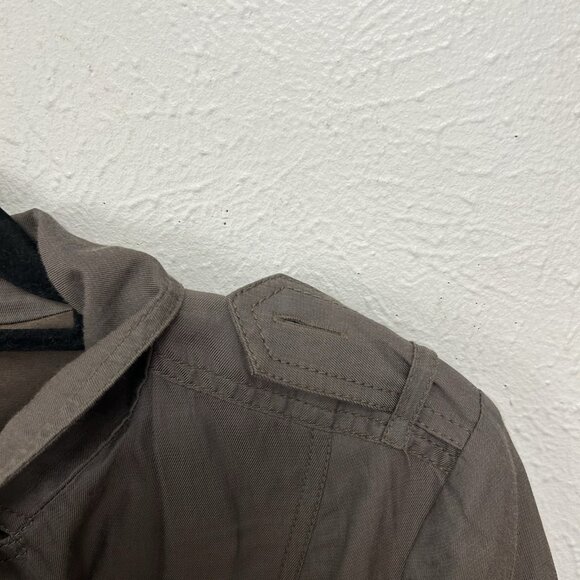 Vtg Y2K Cache Women's Sz M Double Breasted Blazer Short Trench Coat Belted Brown - Picture 10 of 14